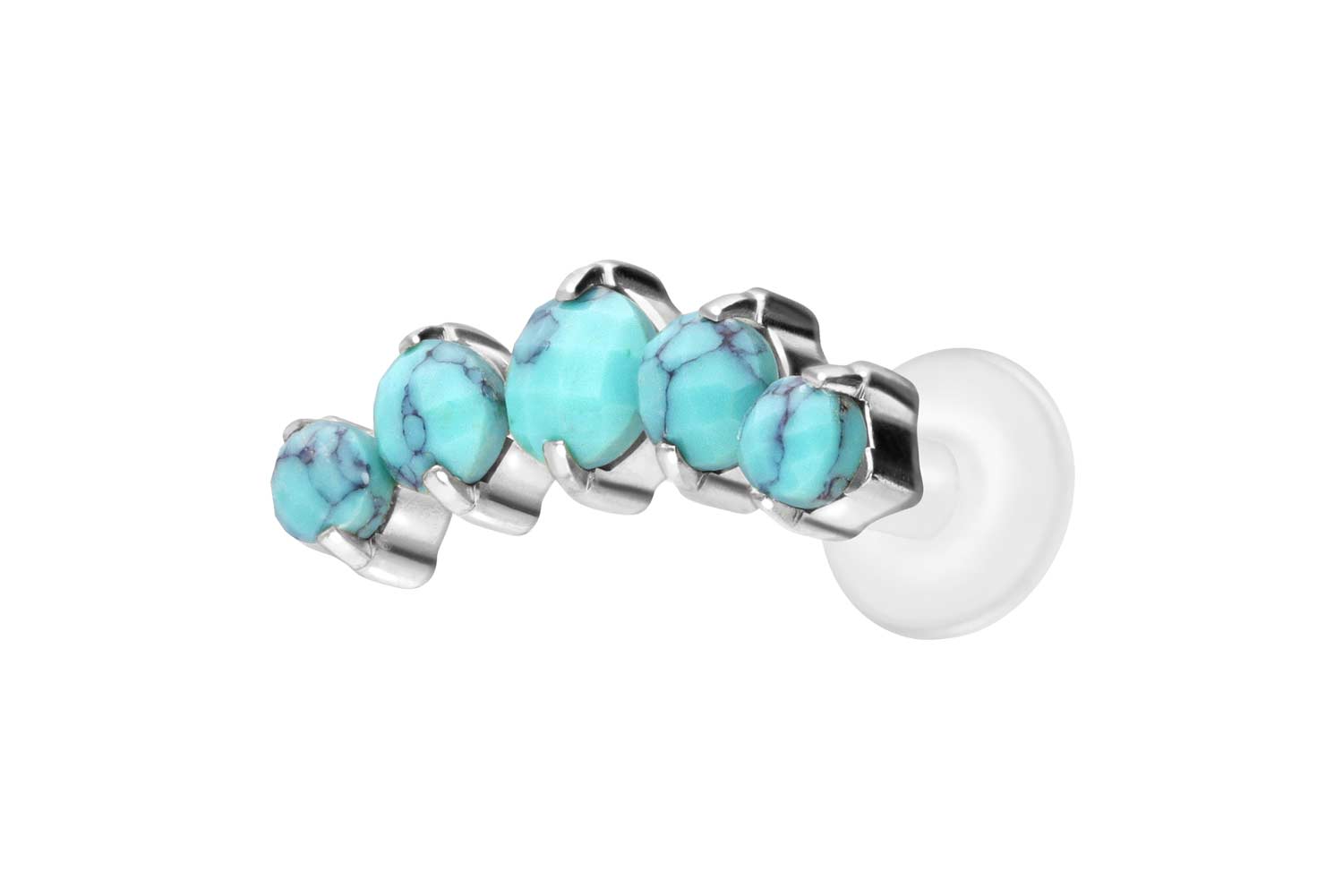 PTFE Labret Piercing mit Innengewinde + Titan-Aufsatz 5 SYNTHETISCHE TÜRKISE